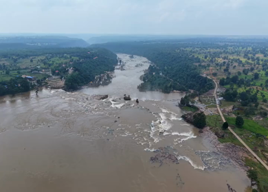 Aerial View of Chitrakote Waterfalls Chhattisgarh India