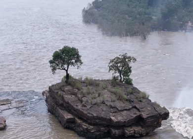 Aerial View of Chitrakote Waterfalls Chhattisgarh India