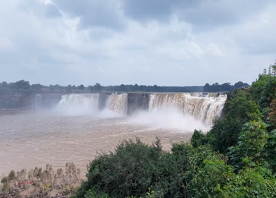 Aerial View of Chitrakote Waterfalls Chhattisgarh India