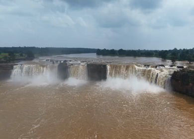 Aerial View of Chitrakote Waterfalls Chhattisgarh India
