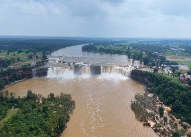 Aerial View of Chitrakote Waterfalls Chhattisgarh India