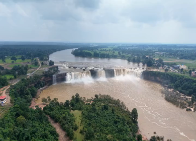 Aerial View of Chitrakote Waterfalls Chhattisgarh India
