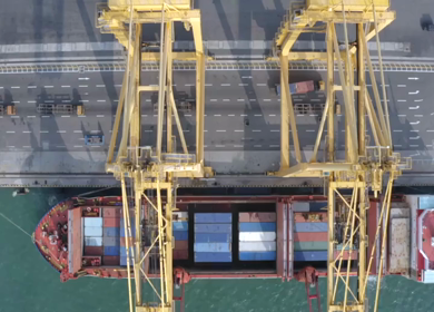 Aerial View of Colombo Port Container Terminal and Cargo Ship Sri Lanka
