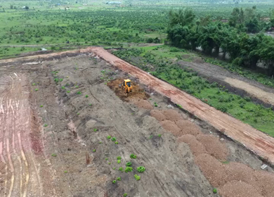 Aerial View of Construction Work at a Rural Site in India