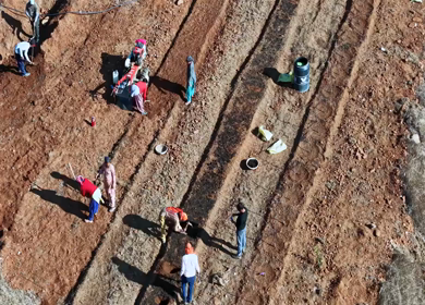 Aerial View of Construction Work at a Rural Site in India