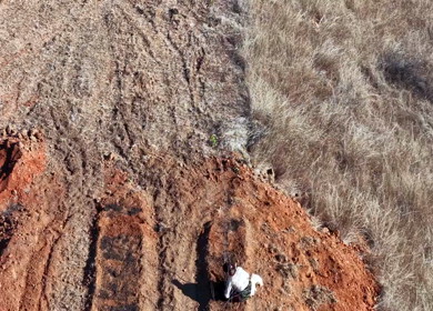 Aerial View of Construction Work at a Rural Site in India
