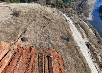 Aerial View of Construction Work at a Rural Site in India