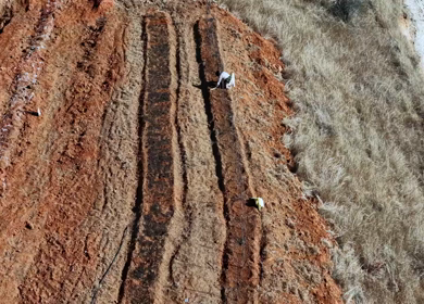 Aerial View of Construction Work at a Rural Site in India