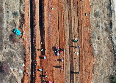 Aerial View of Construction Work at a Rural Site in India