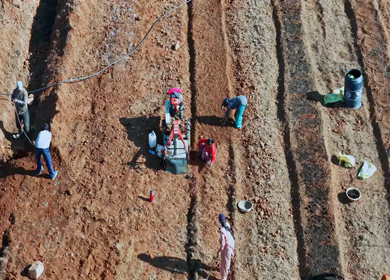 Aerial Hyperlapse of Rural Construction Work in India