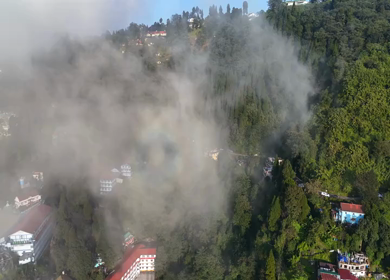 Aerial View of Darjeeling Hill Town with Batasia and Misty Himalayan Landscape