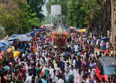 27th April 2026 : Aerial View of Devotee Performing Alagu Kuthu Ritual During Festival in Sivaganga India