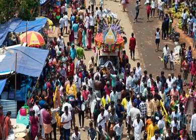 27th April 2026 : Aerial View of Devotee Performing Alagu Kuthu Ritual During Festival in Sivaganga India