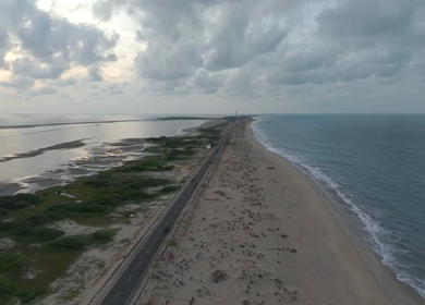 Aerial View of Dhanushkodi Coastal Road in Tamil Nadu India
