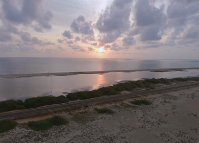 Aerial View of Dhanushkodi Coastal Road in Tamil Nadu India