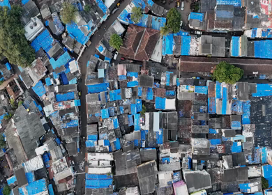 Aerial View of Dharavi Slums in Mumbai India