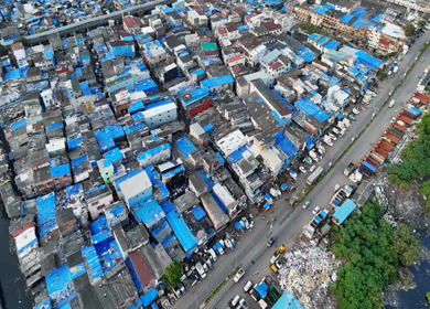 Aerial View of Dharavi Slums in Mumbai India