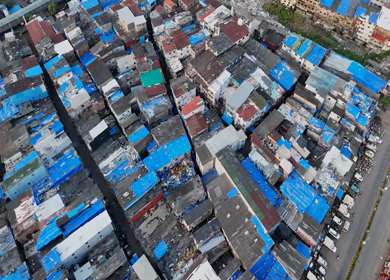 Aerial View of Dharavi Slums in Mumbai India