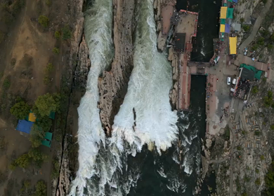 Aerial View of Dhuandhar Falls Viewpoint, Bhedaghat, Jabalpur, India