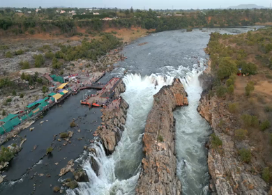 Aerial View of Dhuandhar Falls Viewpoint, Bhedaghat, Jabalpur, India