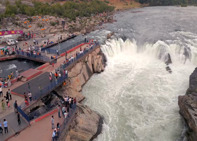 Aerial View of Dhuandhar Falls Viewpoint, Bhedaghat, Jabalpur, India