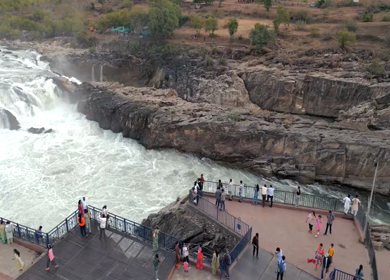 Aerial View of Dhuandhar Falls Viewpoint, Bhedaghat, Jabalpur, India