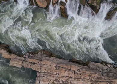 Aerial View of Dhuandhar Falls Viewpoint, Bhedaghat, Jabalpur, India