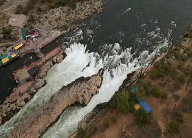 Aerial View of Dhuandhar Falls Viewpoint, Bhedaghat, Jabalpur, India