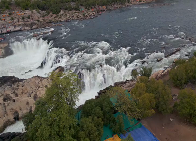 Aerial View of Dhuandhar Falls Viewpoint, Bhedaghat, Jabalpur, India