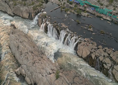 Aerial View of Dhuandhar Falls Viewpoint, Bhedaghat, Jabalpur, India
