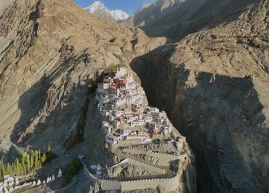 Aerial View of Diskit Monastery in Nubra Valley, Ladakh