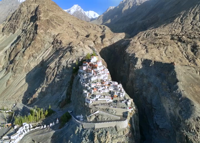 Aerial View of Diskit Monastery in Nubra Valley, Ladakh