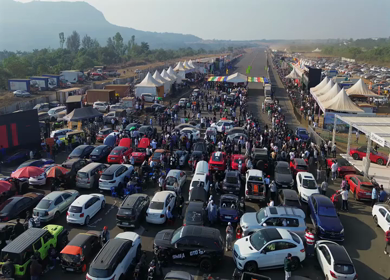 07th December 2025 : Aerial View of Drift Event at Aamby Valley Air Strip, Lonavala, Maharashtra