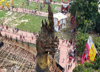 28th September 2025 : Aerial View of Durga Puja Pandal Festival in Kolkata