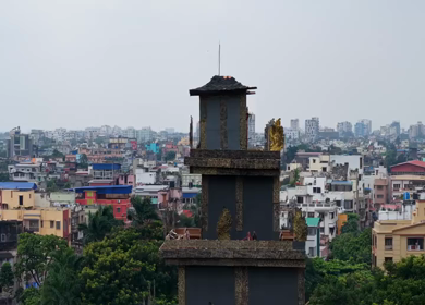 Aerial View of Durga Puja Pandal Festival in Kolkata