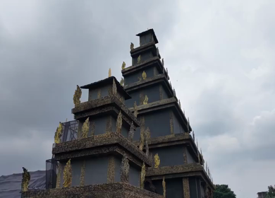 Aerial View of Durga Puja Pandal Festival in Kolkata