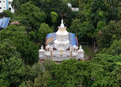 Aerial View of Durga Puja Pandal Festival in Kolkata