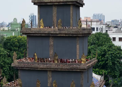 28th September 2025 : Aerial View of Durga Puja Pandal Festival in Kolkata