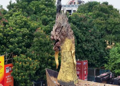 28th September 2025 : Aerial View of Durga Puja Pandal Festival in Kolkata