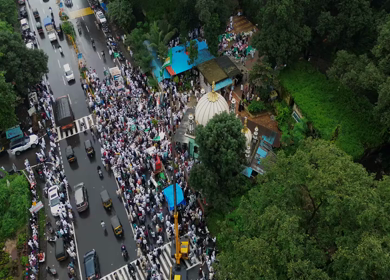 Aerial View of Eid Milad-un-Nabi Procession in Khopoli, Maharashtra