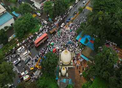 Aerial View of Eid Milad-un-Nabi Procession in Khopoli, Maharashtra