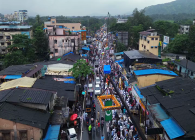 Aerial View of Eid Milad-un-Nabi Procession in Khopoli, Maharashtra