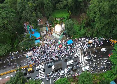 Aerial View of Eid Milad-un-Nabi Procession in Khopoli, Maharashtra