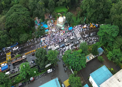 Aerial View of Eid Milad-un-Nabi Procession in Khopoli, Maharashtra