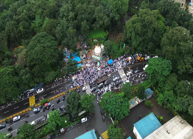 Aerial View of Eid Milad-un-Nabi Procession in Khopoli, Maharashtra