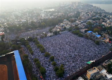 Aerial View of Eid Prayers at Taj-ul-Masajid, One of India's Largest Mosques, Bhopal