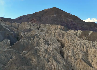 Aerial View of Eroded Mountain Formations in the High-Altitude Desert of Ladakh India