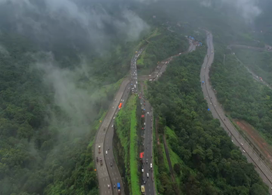 Aerial View of Expressway and Mountain Landscape in Khandala Maharashtra