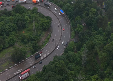 Aerial View of Expressway and Mountain Landscape in Khandala Maharashtra