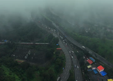 Aerial View of Expressway and Mountain Landscape in Khandala Maharashtra
